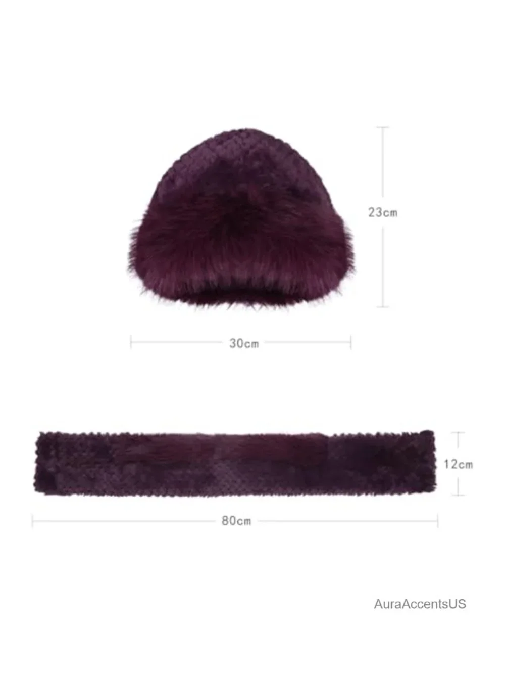Faux Rabbit Fur Trimmed Cloche Hat with Scarf Set Furry Warm Winter Accessory